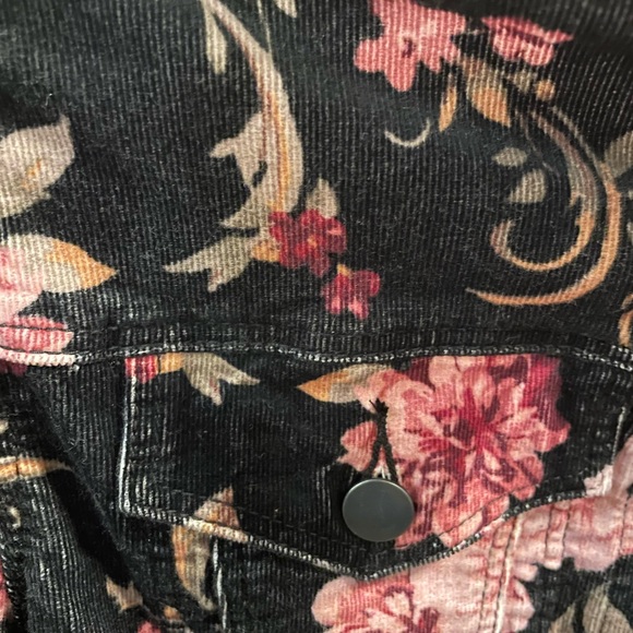 Driftwood corduroy jean jacket with floral print. - Picture 2 of 6